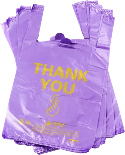 Vista 4 de ysmile Bolsa de plástico para comestibles con diseño de agradecimiento Bolsa de compras de plástico para pequeñas empresas Bolsa de alimentos