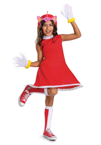 Vista 3 de Disfraz clásico de Amy Rose para niña de Sonic the Hedgehog Multicolor