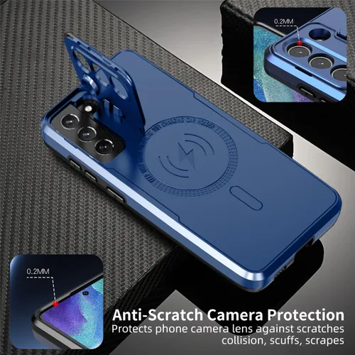 Vista 3 de Funda para teléfono Galaxy 21S FE 5G, diseñada para Galaxy S21 FE con protector de lente de cámara, soporte de anillo de cámara integrado