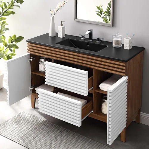 Vista 11 de Modway Render 23.5" tocador de baño en nogal (lavabo no incluido)