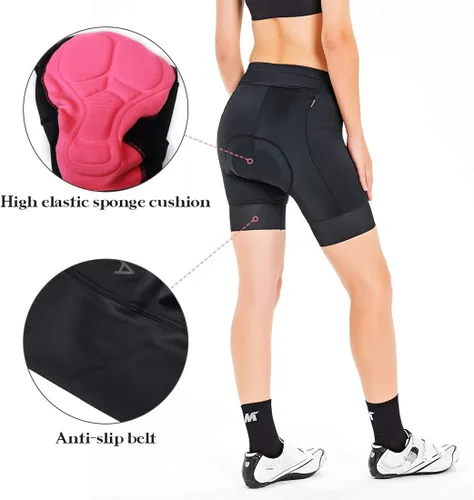 Vista 4 de CATENA Pantalones cortos de bicicleta para mujer con acolchado 3D, para bicicleta de carretera, multicolor