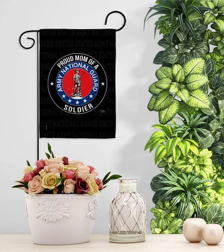 Vista 9 de Bandera de jardín con texto en inglés «Army Proud Mom Soldier» – Guardia Nacional de las Fuerzas Armadas ANG veterano militar estadounidense