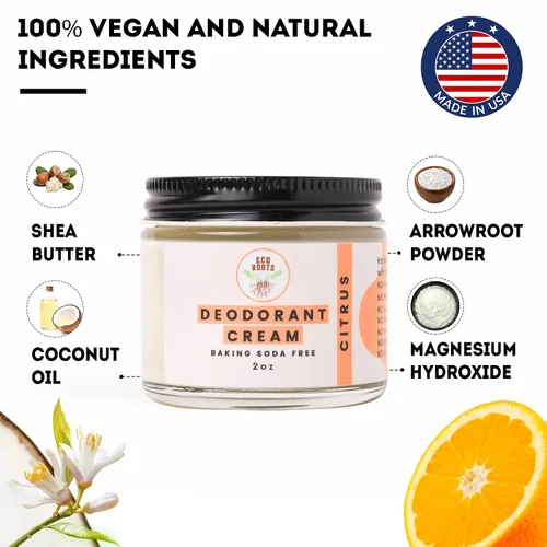Vista 7 de ECO ROOTS Desodorante natural para mujeres y hombres Crema desodorante orgánica sin aluminio Desodorante saludable sin bicarbonato
