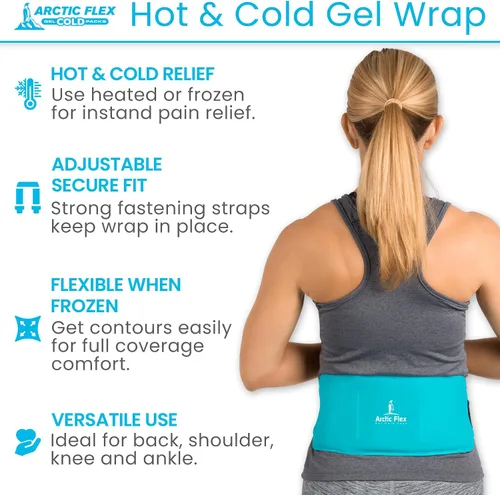 Vista 2 de Arctic Flex - Bolsa de hielo de gel reutilizable para frío y caliente con correa, terapia Lesiones, dolor, hombro, rodilla, espalda, codo y pie