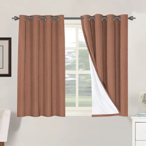 Vista 150 de H.VERSAILTEX Cortinas 100% opacas con aislamiento térmico, texturizadas, de lino, con bloqueo completo de calor y luz, para sala de estar y Negro
