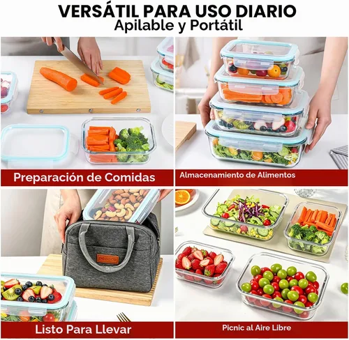 Vista 5 de GEHE Paquete de 4 recipientes grandes de almacenamiento de vidrio con tapas herméticas, recipientes de almacenamiento de alimentos de 78/52/36/22