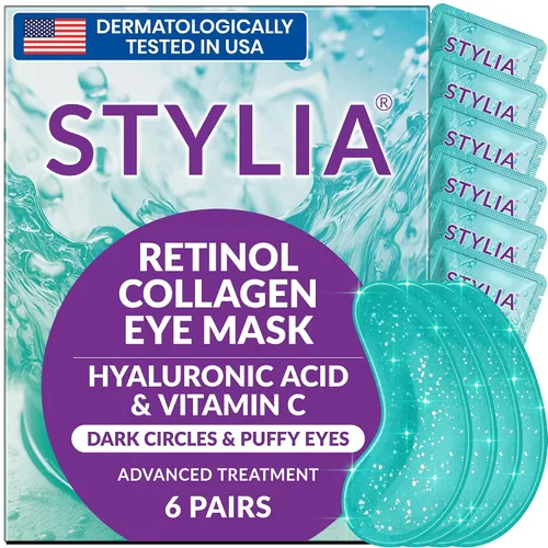 Vista 14 de Stylia Parches para usar debajo de los ojos para ojos hinchados y ojeras (20 pares) – Mascarilla de oro de 24 quilates para usar debajo de los ojos