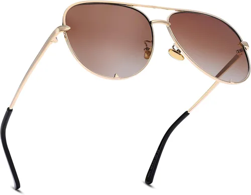 Vista 3 de Pro Acme Trendy Oversized Polarized Aviator Sunglasses for Women Men Stylish Metal Frame with Triangle Notches