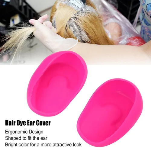Vista 2 de Cubiertas reutilizables para los oídos de tinte para el cabello, 10 unidades de silicona impermeables para teñir el cabello, ducha, baño
