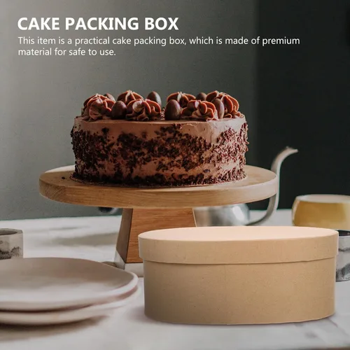Vista 9 de Hemoton 3 cajas de regalo de papel kraft con tapas, forma ovalada, cajas de recuerdos de fiesta, golosinas, postres para fiestas, bodas, cumpleaños