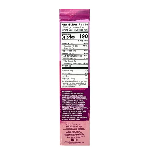 Vista 2 de Nairn's Galletas de desayuno de arándanos y frambuesas sin gluten, 5.64 onzas, aperitivo perfecto para llevar, saludable, sabroso, alto en fibra