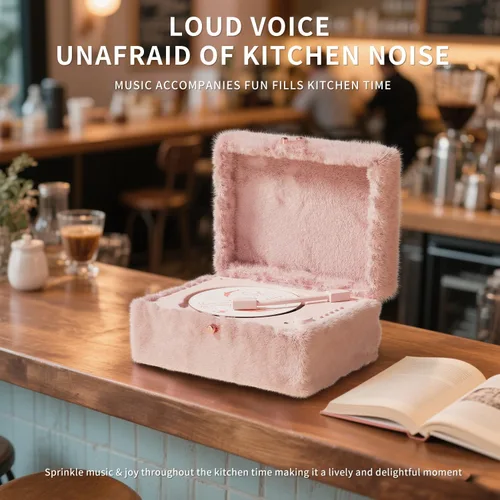 Vista 5 de Reproductor de CD rosa mullido con Bluetooth, control remoto