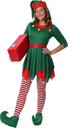 Vista 2 de Disfraz de ayudante de Papá Noel de talla grande para mujer