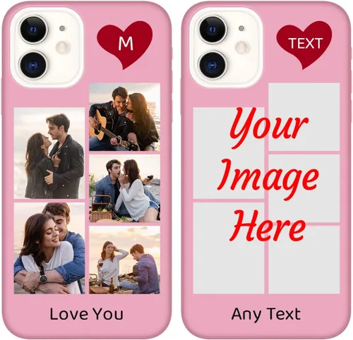 Vista 23 de Funda de teléfono con foto personalizada para iPhone 12, imagen/texto personalizado, funda negra suave delgada, regalo único de nicho para parejas