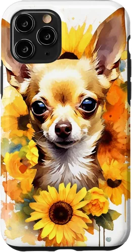 Vista 29 de Chihuahua Dog Watercolor Funda de girasol Chihuahua para iPhone 17