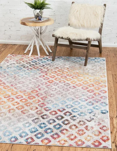 Vista 12 de Unique Loom Rainbow Collection - Alfombra geométrica abstracta moderna acuarela rosa (2 pies 2 pulgadas x 3 pies)