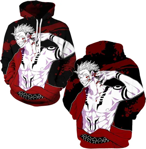 Vista 3 de Wipnhui Sudadera unisex con capucha de anime para hombre con estampado 3D