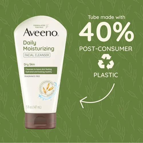 Vista 6 de Aveeno Limpiador facial hidratante diario para piel seca, lavado facial hidratante para acné con avena calmante para una piel suave y flexible