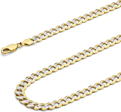 Vista 18 de Wellingsale Cadenas de eslabones cubanos de oro macizo de 14 quilates (opciones de selección)