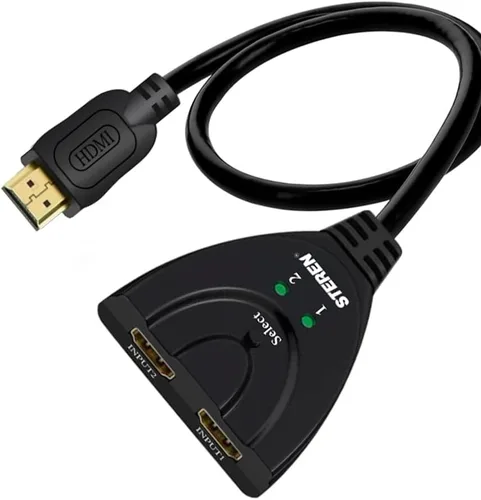 Vista 6 de Steren Conmutador HDMI de 2 puertos (2 en 1 salida) Selector HDMI Plug-and-Play - Divisor de interruptor HDMI 2.0 de 4K a 60Hz con cable HDMI largo