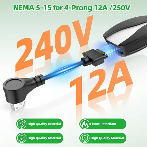 Vista 2 de Adaptador para Tesla NEMA 5-15, adaptador de carga rápida Neme-5-15 de 12 amperios máximo para Tesla Model S 3 X Y para cargar en secadora de 4