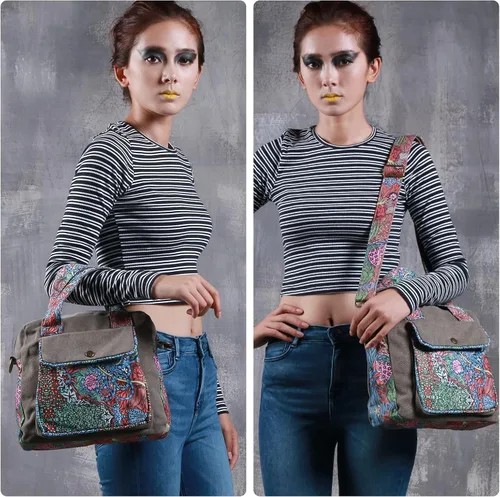 Vista 6 de Black Butterfly Bolso de hombro de lona de alta calidad, asa superior para mujer, bolso ligero, estilo cruzado pequeño