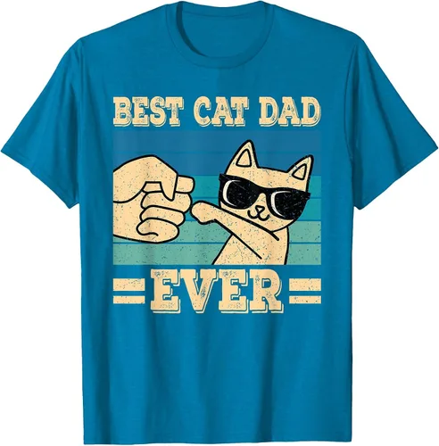 Vista 12 de Best Cat Dad Ever Vintage Funny Cat Lover Retro Men T-Shirt Asphalt Grey