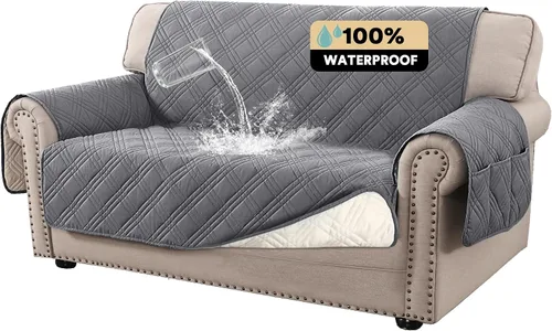 Vista 30 de PrinceDeco Fundas 100% impermeables para sofá biplaza de 2 cojines, fundas impermeables y lavables para sofá con bolsillo lateral, protector