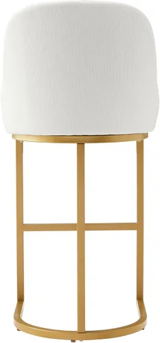 Vista 119 de Leick Home 214536 Barrelback Silla de comedor con base de metal, juego de 2, para comedor, asiento moderno de lino negro y base de metal dorado