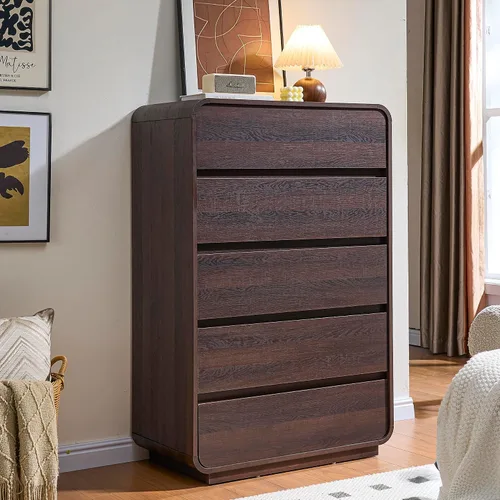 Vista 21 de Standifurno Cómoda de 29.5'' de Ancho para Clóset, Cajones Negros con Diseño Curvo, Cajonera con 5 Cajones, Cajón Vertical con Amplio