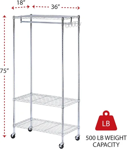 Vista 2 de Alera ALEGR363618SR 36 pulgadas de ancho x 18 pulgadas de profundidad x 75 pulgadas de alto 30 estantes de alambre para prendas de vestir - Plata