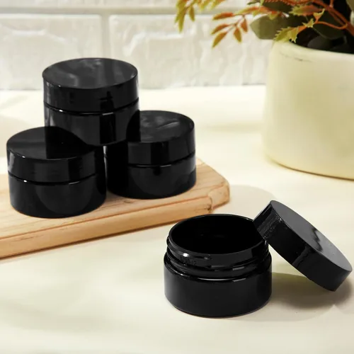 Vista 4 de SATINIOR 24 frascos de plástico transparente vacíos con tapas, recipientes de almacenamiento redondos de boca ancha para productos de belleza
