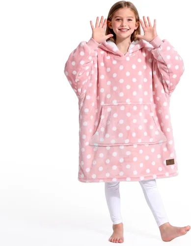 Vista 30 de Catalonia Sudadera tipo manta con capucha para niños, sudadera de sherpa extragrande para adolescentes jóvenes, idea de regalo