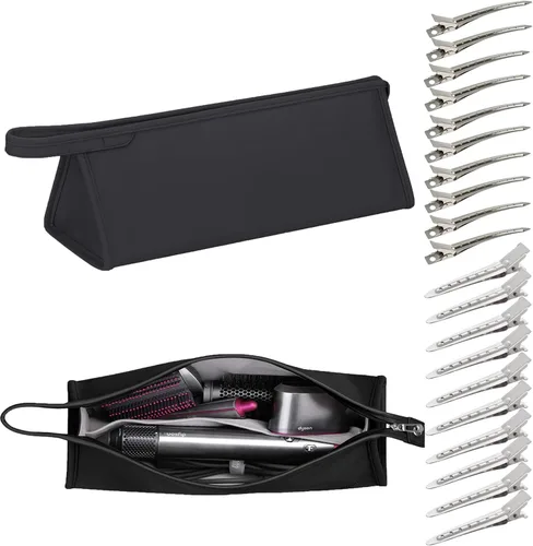 Funda de viaje de cuero PU compatible con Dyson Airwrap Styler/Shark Flexstyle, funda de transporte portátil para secador de pelo Dyson Supersonic,