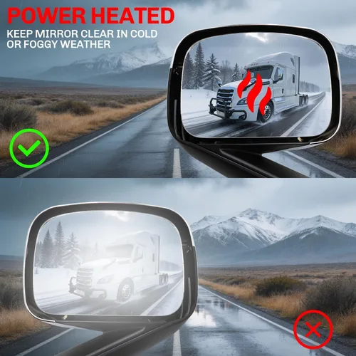 Vista 4 de Conjunto de espejos de capó cromados compatibles con Freightliner Cascadia 2018-2021 (derecha)