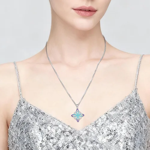 Vista 140 de Collar de pentagrama de plata de ley con triple luna, diosa celta, nudo celta, nudo de brujas, Ankh, sol y luna, Hécate, lilith, Santa Muerte