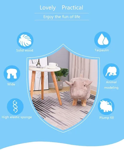 Vista 6 de Bonitos reposapiés de animales, reposapiés otomano con cojín acolchado suave y pies antideslizantes, puf para niños y adultos para dormitorio, sala