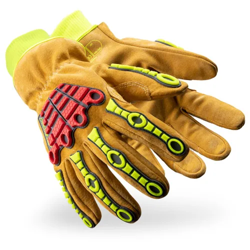 Vista 29 de HexArmor Chrome SLT® Series 4067 Leather Work Gloves, Large Resistente a los cortes, protección contra impactos 4067 Cuero Blanco y Naranja Impact