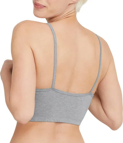 Vista 4 de Hanes Bralette de hilo de algodón para mujer (paquete de 3), Gris