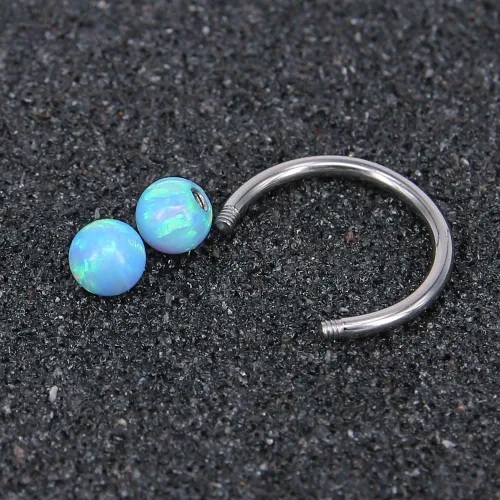Vista 5 de ZS Piercing circular de acero inoxidable con ópalo de 16 G para nariz piercing de hélice para tabique