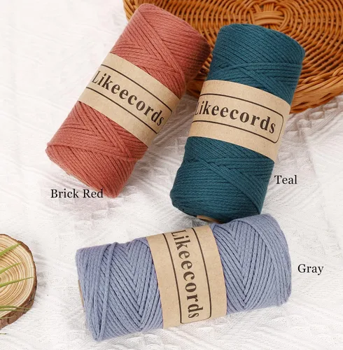 Vista 4 de Likeecords 100% Hilo de Ganchillo de Algodón Cordón de Bolsa de 2mm 170m Cordón de Macramé de 2mm Hilo de Crochet Cuerda de Macramé Regalo para Verde