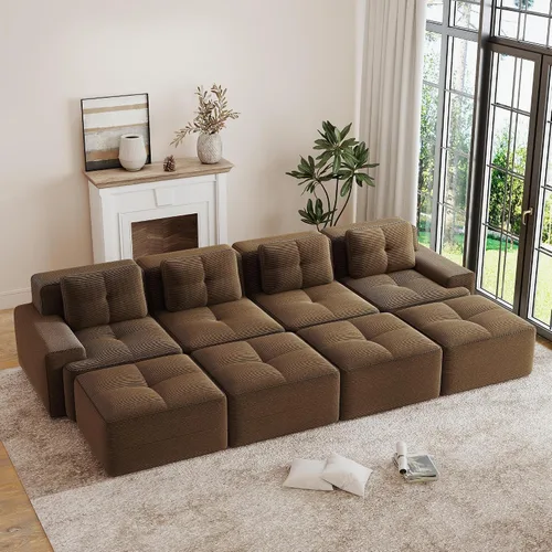 Vista 28 de Sofás modulares convertibles de 82 pulgadas, sofás en forma de L de asiento profundo para sala de estar, sofá moderno de 2 plazas con 1 otomana