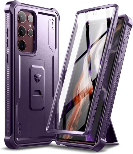 Vista 9 de Dexnor Funda para Samsung Galaxy S22 Ultra, [Protector de pantalla integrado y soporte] Protección de grado militar resistente de trabajo pesado a