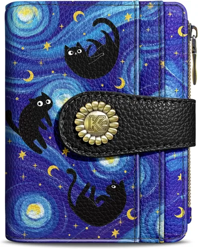 Vista 40 de Kelvoris Cartera pequeña Rfid para mujer, plegable, con cremallera, bolsillo para monedas, piel sintética, compacto, para tarjetas de crédito