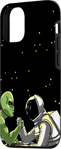 Vista 2 de Carcasa divertida para iPhone 14 Alien And Astronaut Arm Wrestling