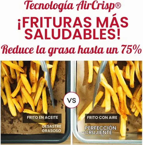 Vista 4 de Dash Freidora de aire de lujo - Tiene tecnología AirCrisp® - Control de temperatura ajustable y función de apagado automático - Cesta antiadherente