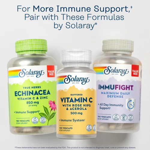 Vista 6 de SOLARAY Vitamina C tamponada de 500 mg - Plus Rose HIPS y Acerola - Suplemento de apoyo inmunológico - Vegano, verificado por laboratorio, garantía