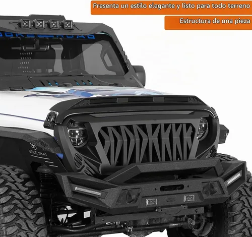 Vista 6 de Hooke Road Protector de capó para Jeep Wrangler JL y Gladiator JT 2018-2024