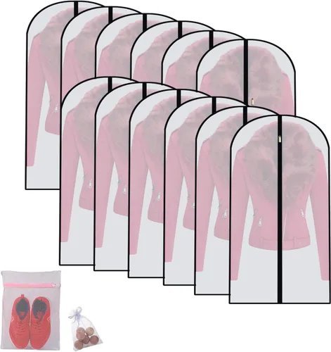 Vista 24 de Bolsas transparentes para colgar ropa de viaje (juego de 6) bolsas de traje para almacenamiento de ropa, bolsas de almacenamiento de ropa, funda