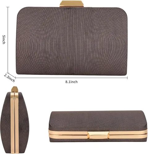 Vista 2 de ZHANNI Elegante caja de embrague de noche para mujer, con marco de metal, bolso de noche, bolso de mano, boda, graduación, fiesta, novia, embrague